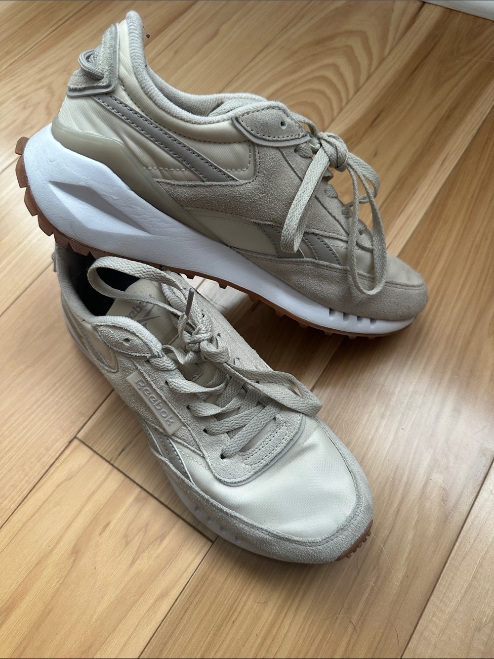 Reebok Women's Beige and White Platform-Style Sneakers Galaxy10